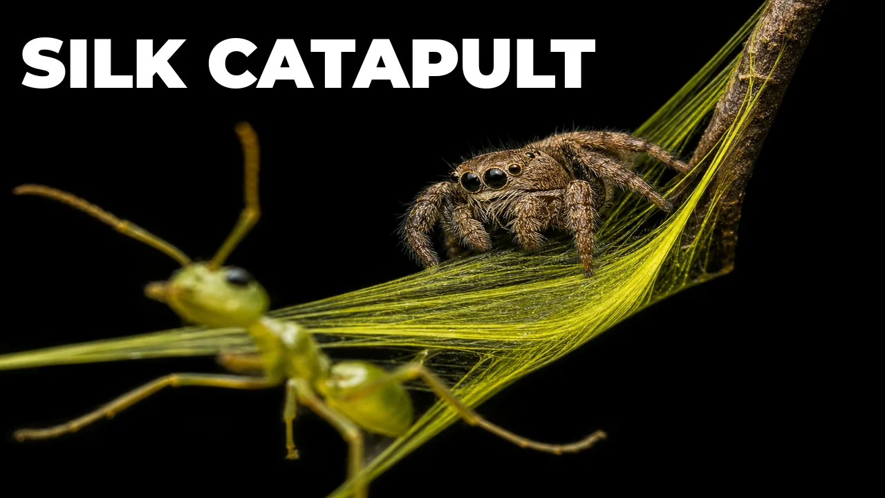 How Does a Spider Use a Silk Spring to Catch Aggressive Green Tree Ants?
